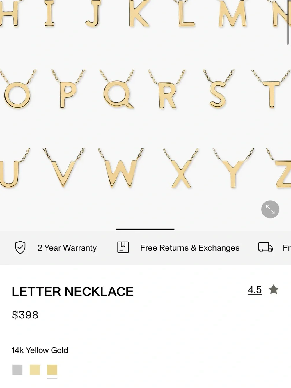 Mejuri 14k Gold Letter Initial Necklace “C”